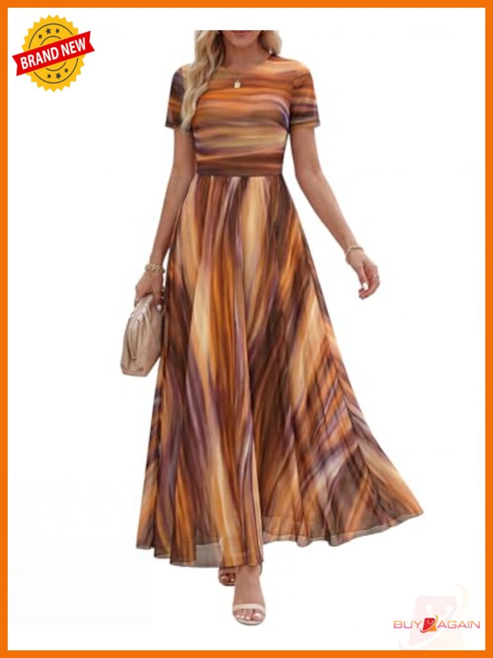 Women's Floral Maxi Dress Short Sleeve A-Line Formal Wedding Guest